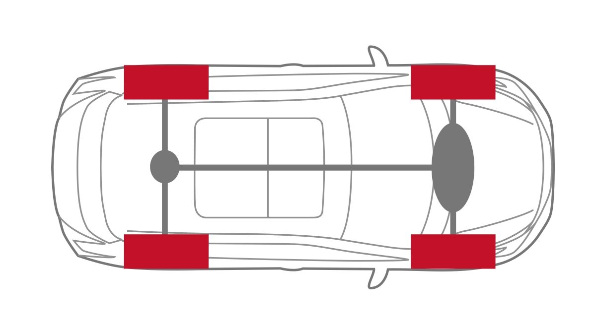 Полный привод Nissan MURANO: иллюстрация мощности, подаваемой на все четыре колеса